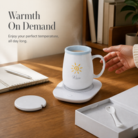 55°C Smart Mug Warmer Set with Ceramic Coffee Cup, Ideal Gift for Beverage Enthusiasts