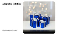 Festive Design Empty Gift Box Stackable Christmas Gift Box Vibrant Colors Christmas Present Prop Sturdy Cardboard for Visual Merchandisers, Event Planners, Shopping Mall, Holiday Season, Photo Backdrop, Parties