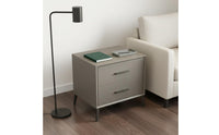 Leather Wrapped Bedside Cabinet Solid Wood Drawers Modern 2-Drawer Nightstand Sintered Stone Top End Table