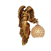 Decorative Angel Wall Sconce Sculpted Lampada Da Parete Con Globo Classic Applique Accent for Staircase