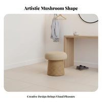 Toadstool-Like Shape Rope-Wrapped Round Stool Solid Wood Frame Small Round Ottoman Hand-Woven Design Footstool Extra Seating for Homeowners, Parents, Renters, Tatami Room, Entryway, Bedroom, Nursery
