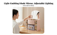 Desktop vanity Case with Mirror and Drawers particle-proofresistant for Skincare Users