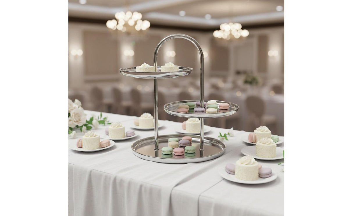 Electroplated Frame 3-Tier Dessert Stand Multi-Layer Storage Tiered Serving Tray Light Luxury Design Ceramic Cupcake Holder Easy to Clean for Wedding, Afternoon Tea, Party, Birthday