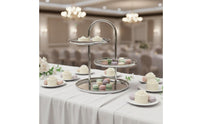 Electroplated Frame 3-Tier Dessert Stand Multi-Layer Storage Tiered Serving Tray Light Luxury Design Ceramic Cupcake Holder Easy to Clean for Wedding, Afternoon Tea, Party, Birthday