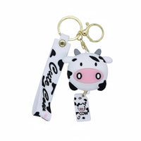 Cute Design Cartoon Cow Keychain Fashionable Cow Figure Key Loop Soft Material for Children, Teenagers, Car Keys, Backpack Decoration