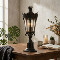 Outdoor Postlantern Crown-Like Finial Courtyard Wall Lamp Die-Cast Aluminum Pier Mount Light for Decoration