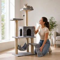 Hanging Sling Multi-Level Feline Tree Side Ramp Feline Climbing Tree Elevated Platforms Pet Furniture Sisal Rope