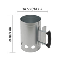 Briquette Chimney Starter Cylindrical BBQ Chimney Starter Zinc Steel for Grilling