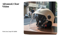 Large Size Breathable Double Visor Half Helmet Lightweight for Men, Women, Summer, Commuting
