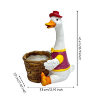 Duck Planter Woven Planter with Basket Whimsical Duck Flowerpot for Interior Decorators