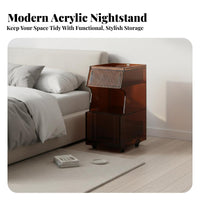 Transparent frame Rolling Clear Cabinet Movable with casters Rolling Drawer Cart space-saving Size Nightstand Modern Design for Apartment Dwellers, Homeowners, Office Workers, Bedroom, Small Spaces, Dorm Room, Bathroom
