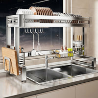 Stainless Steel Dish Rack and Dish Drainer, Kitchen Sink Drainer with Utensil Holder