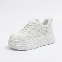Trainers for Women with Thick Elevated Sole for Walking, Chunky Sneakers with Round Toe for Casual Wear, Extended Sizes to 9 European 43