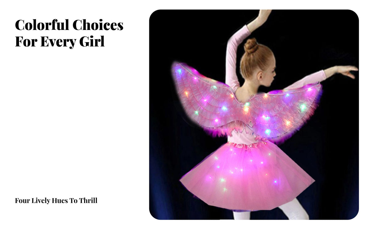 illuminateing Effect light-emitting diode winged appendages Colorful Lights illuminated attachment Battery Powered Costume Accessory Multiple blinking Modes for Girls, Kids, Dancers, Halloween, celebrations, Stage Performance, Parties