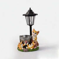 Outdoor Cat Figurine with Lantern Weather-Resistant Garden Statue with Solar Light Long-Lasting Resin Garden Sculpture Adorable for Gardeners