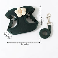 Soft Polyester No Pull Escape Proof Vest Harness and Leash Set for Dog Walking, Patterned Walking Harness for Outdoor Pet, Travel Pet Harness