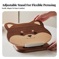 Sturdy Cartoon Dog Bookrest Multi-Purpose Adjustable Bookstand with Page Holders Book Stand Portable for Office Workers, Musicians, School, Desktop, Desk, Library