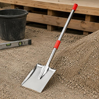 Stainless Steel Telescopic Shovel Single-Piece Construction Extendable Handle Shovel Metal Blade Extendable Handle Trowel Polished Silver