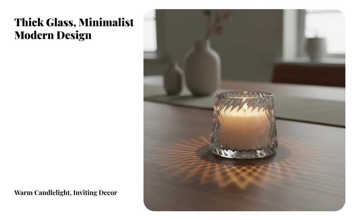 European Design Glass Candle Cup Aesthetic Design Glass Votive Holder Long-Lasting for Home Decorators, Homeowners, Living Room, Bedroom