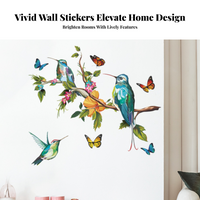 Hummingbirds Wall Decal Colorful Design Home Decoration Removable Vivid Print for Toddlers, Parents, Playroom, Entryway