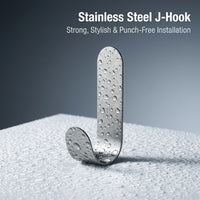 304 Stainless Steel Adhesive J Hooks, Heavy Duty No Drill Wall Hooks for Kitchen