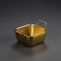 Thickened Material Metal Food Basket with Handles Long-Lasting Stainless Steel Serving Tray Stackable Design Korean Design Aesthetic Snack Plate Brushed Finish for Restaurants