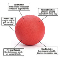 Rubber Dog Toy for Aggressive Chewers, Solid Core Training Ball, Highly Elastic Dog Ball, Interactive Rope Dog Toy, Dog Training Ball for Medium Dogs
