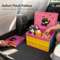 Portable Collapsible Storage Bin with Wooden Lid for Camping, Car Trunk Organizer, Handheld Basket