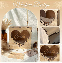 Wooden Postcard Storage Box for Weddings and Parties