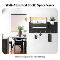 Solid Wood Wooden Key Rack Shelf Retro Design Wooden Key Holder Shelf Multi-Functional for Hallway, Office, Kitchen