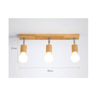 Metal Mounting Hardware Wooden Ceiling Light Natural Materials Rectangular Wood Light