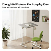Space Saving C-Shaped Adjustable Desk Portable Design Adjustable C-Shaped Table Easy Assembly Household Furniture Slides Under Couch for Small Apartment Residents, Telecommuting Workers, Living Room, Balcony, Sofa Side, Home Office