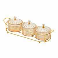 Divided Snack Tray Organizer Gold-Tone Serving Tray with Lids Clear Modern for Countertop