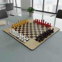 Sculpted Knight Heads Four-Player Chess Set Glossy 4 Player Chess Set Rounded Corners Strategy Game