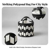 Black and White Loop Handles Cylindrical Storage Basket Open-Top Basket