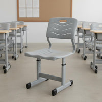 Ergonomic Design Adjustable Student Desk and Chair Set Sturdy Construction Kids Study Table Set Built-in Storage Adjustable Student Desk and Chair Heavy-Duty Steel Frame for Students, Classroom