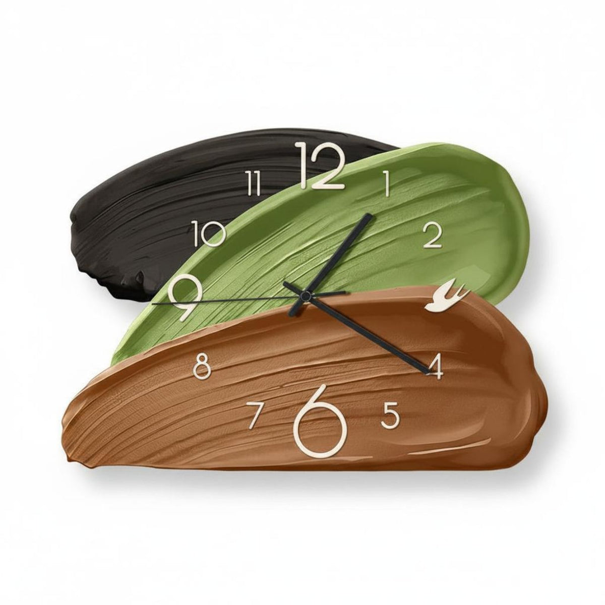 Noiseless Movement Creative Layered Desk Timepiece Retro Design Abstract Brush Stroke Timepiece 3D Effect for Living Room, Bedroom, Office