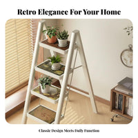 Folding Step Ladder Foldable Design Retro Design Step Stool Lightweight Decorative Ladder Shelf for Homeowners, DIY Enthusiasts, Home, Kitchen