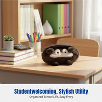 Cartoon Plush Pencil Case, Penguin Design, Student Stationery Organizer, High Capacity