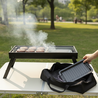 Portable Charcoal BBQ Grill with Side Carbon Slot, Foldable for Outdoor Home Use