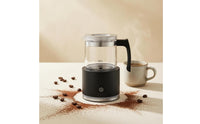 Hot and Cold Automatic Milk Frother Transparent Cup Electric Frother Clear Lid Milk Warmer Compact for Countertop