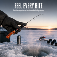 Portable Mini Ice Fishing Rod with Flat Tail Handle, 50-80cm Winter Lure Rod