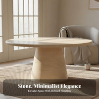 Conical Base Circular Table Simple Elegance Design Round Drink Table Creamy Design Indoor Furniture for Homeowners, Adults, Living Room, Small Areas