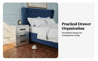 utilitarian design Bedside Drawer Cabinet Vintage Look Riveted pilot-inspired End Table Sturdy and long-lasting Nightstand space-saving Design for Interior Decorators, Apartment Dwellers, Bedroom, Small areas, Dorm Room, Man Cave