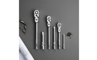 6 Pieces 5-Degree Swing Arc Flexible Head Ratchet Set Reversible Switch Flex Head Ratchet Set Long-Lasting 40CR Steel Construction Mechanics Tool Kit Quick-Release Button for Professionals