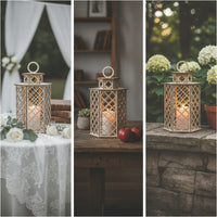 Wooden Lantern with Hanging Loop Hexagonal Lattice Candle Lantern Decorative Birdcage-Style for Wedding Planners, Home Decor