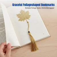 Brass Foliage Metal Bookmark, Ginkgo Sunburst Tree, Etched Vein, Hollow Design, Elegant Literary Accessory