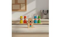 Develops Hand-Eye Coordination Wooden Clown Balance Scale Early Learning Clown Stacking Rings Toy Parent-Child Interaction Seesaw Balance Stacking Toy for Preschoolers, Toddlers