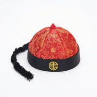 Chinese Costume Cap Traditional Ancient Chinese Cap Brocade Hat with Tassel Satin Imperial for Performers, Stage Performances