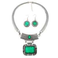 Vintage Geometric Resin Pendant Necklace for Women, Short Choker Style, Fashion Accessory